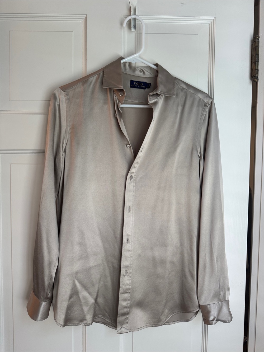 Polo by Ralph Lauren women’s  Satin Silver Dress Shirt